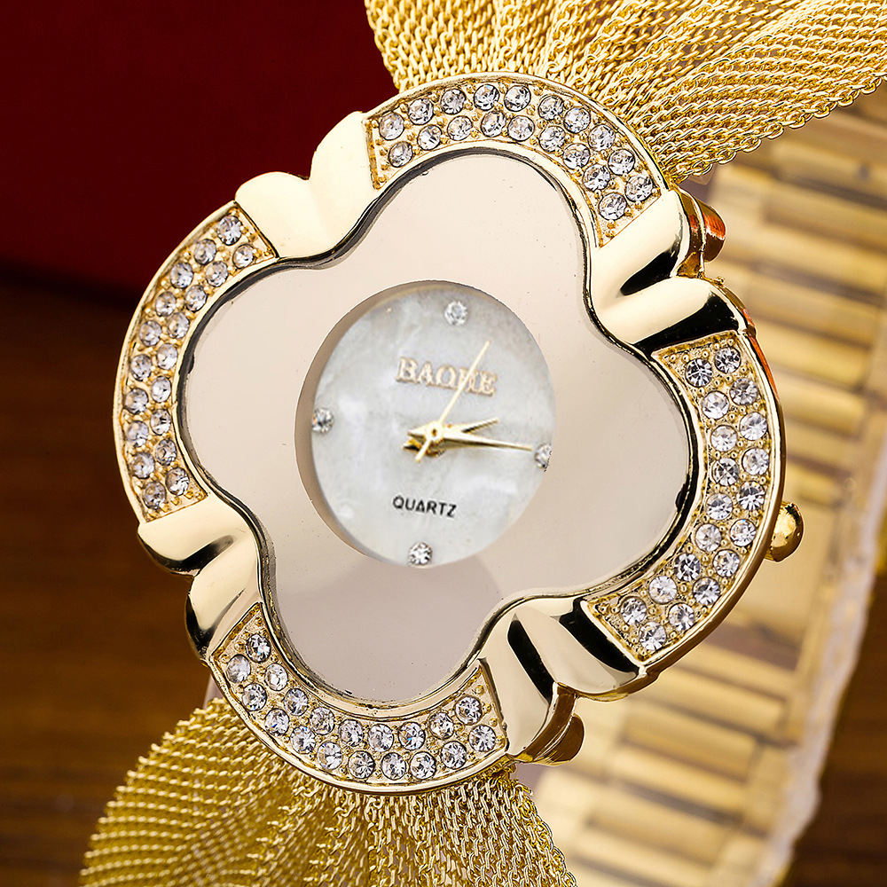 Orologio al quarzo da donna con cinturino in maglia a farfalla con diamanti luminosi e bracciale alla moda e di lusso_voghion.com