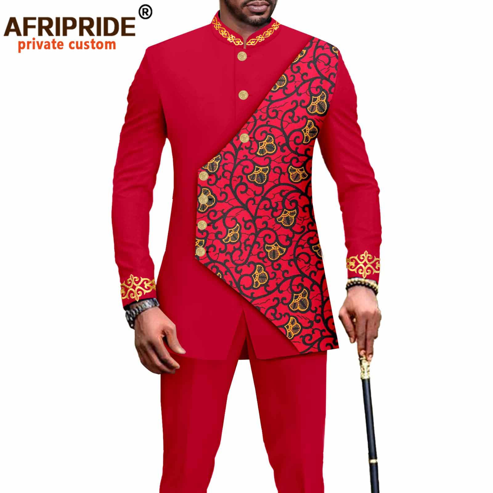 Herrenbekleidung, afrikanischer Nationaldruck, Batik-Baumwolle, Freizeit-Set für Herren_voghion.com