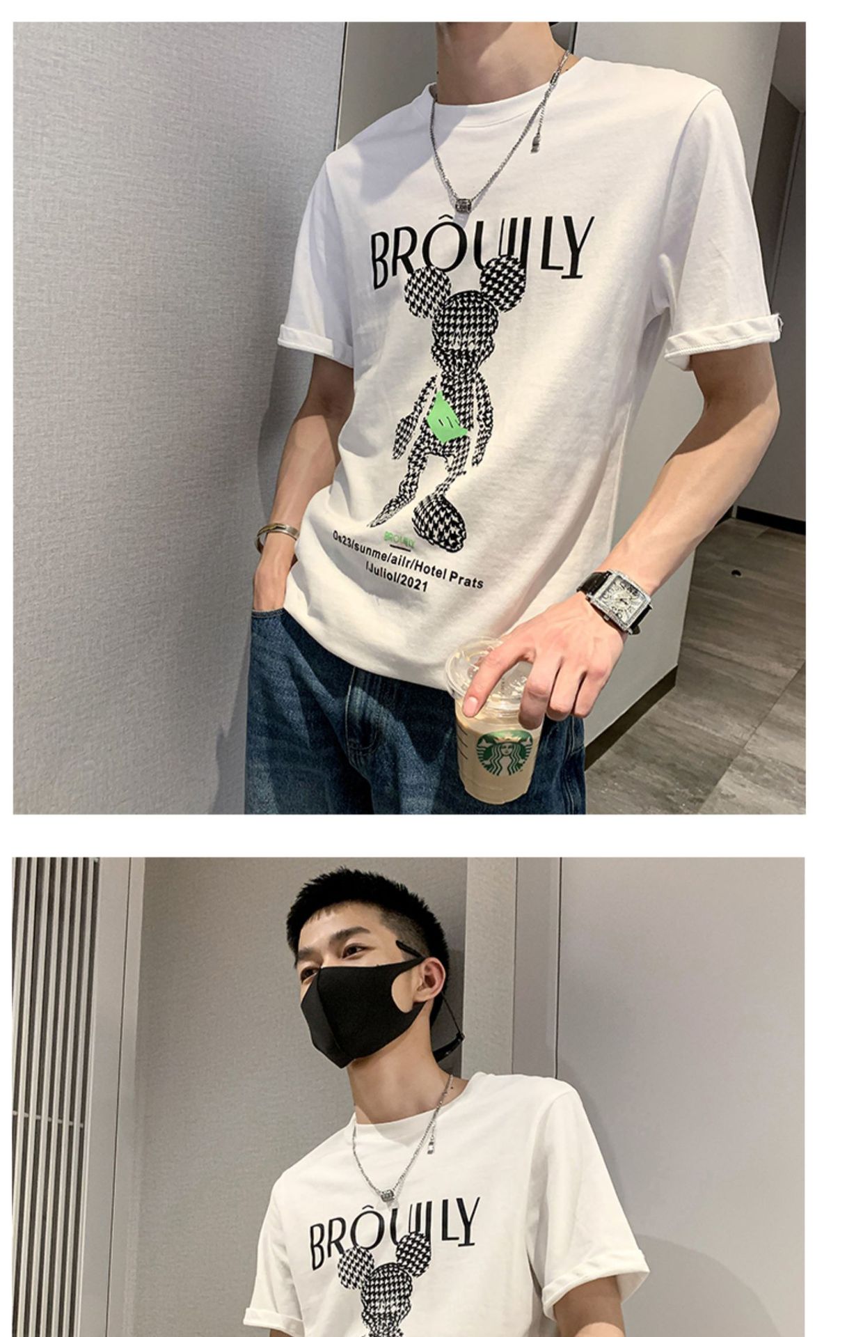 2023 neue männer T-shirt Kurzarm Mode Marke Mode Vielseitig INS Super Feuer Halbe Hülse Sommer Dünne Druck Top_voghion.com