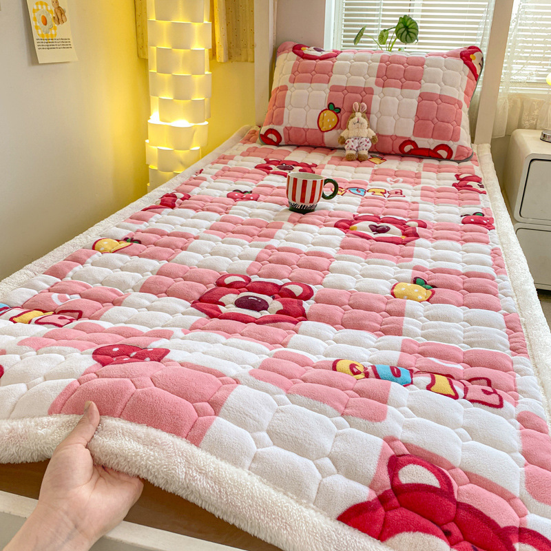 Winter New Three-Layer Milk Velvet Warm Single Floor Mattress Student Dormitory Soft Mattress Bunk Mattress