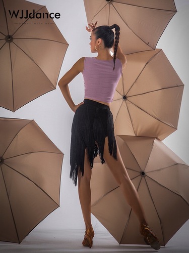 Latin dance skirt for women  new diagonal multi-layer tassel diagonal hem skirt national standard practice uniform