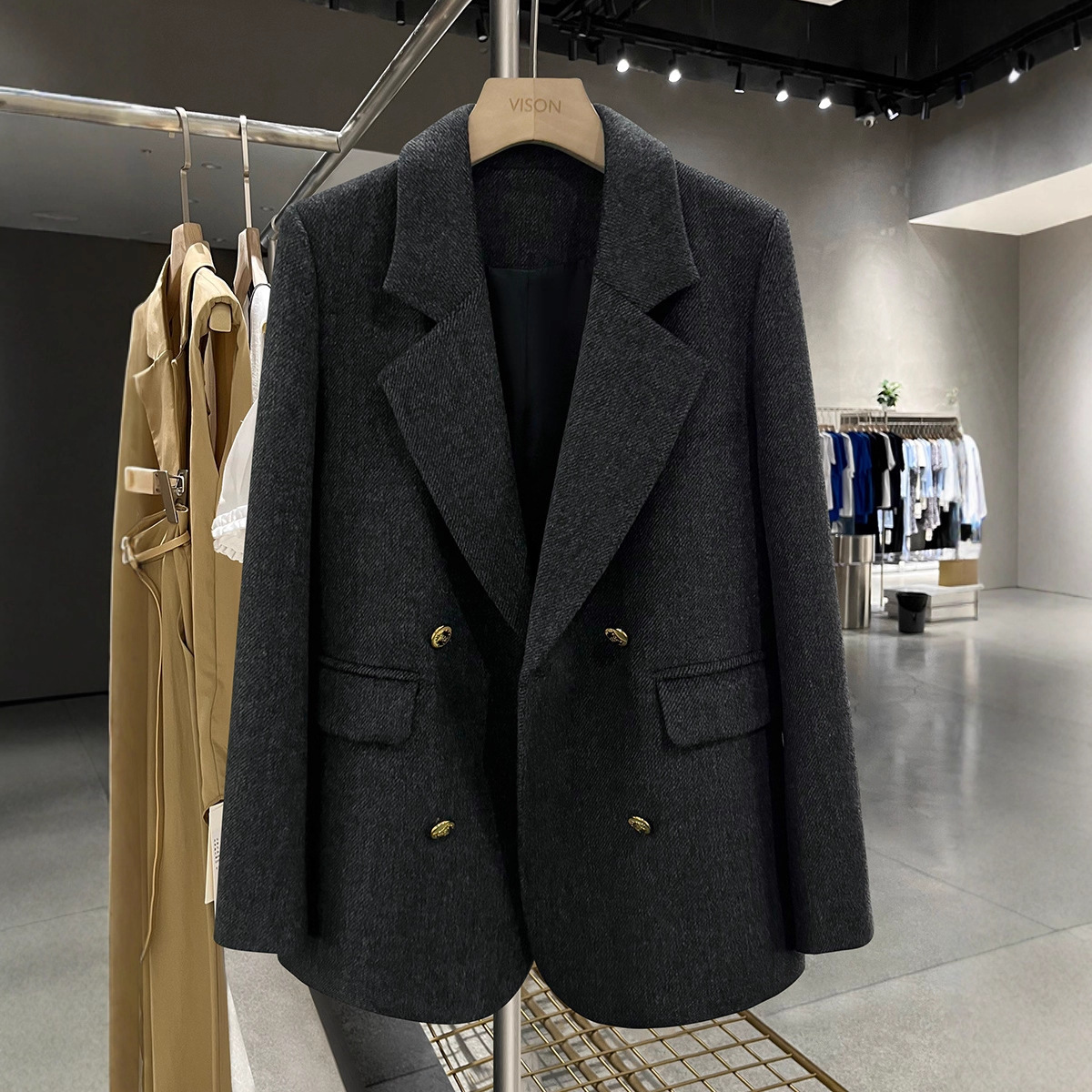 6810 Plus Size Autumn and Winter Suit Anti-Pilling Twill Wool Coat for Women