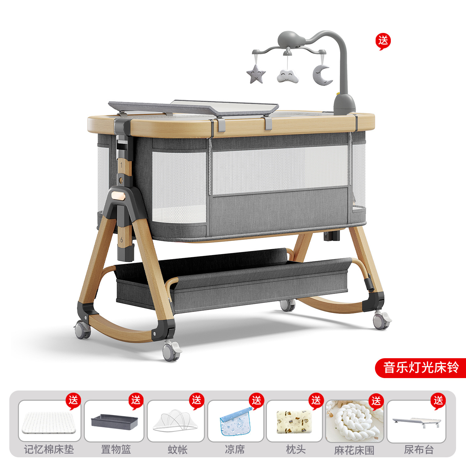 Cama de aleación de aluminio móvil portátil cuna cama plegable multifuncional bb cama recién nacida cama de empalme