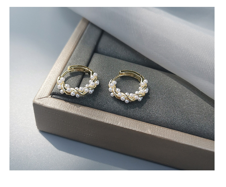 Geometric Pattern 1 Pair Elegant Geometric Beaded Plating Imitation Pearl Earrings