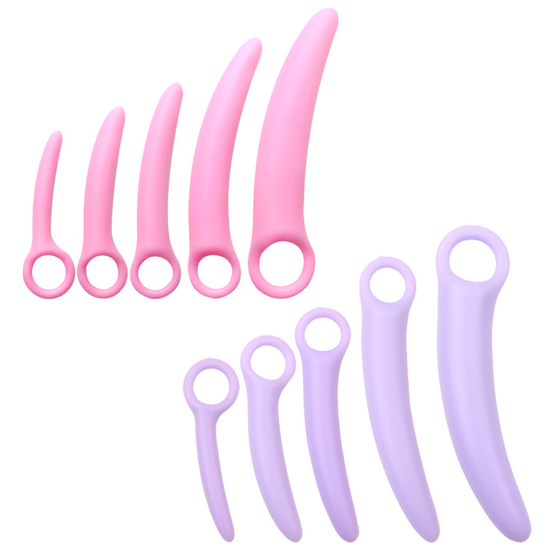 Progressive Vaginal Dilator Trainer Set, TPE, Manual Spasm Relief, Pink Size 5 — detail image 7