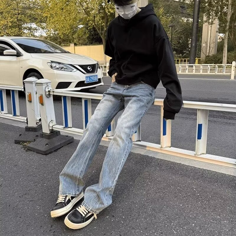 Hong Kong trend hombre nuevo estilo personalizado relámpago texturas vaqueros jeans de estilo de moda de alta calle pantalones de estilo de estilo de moda