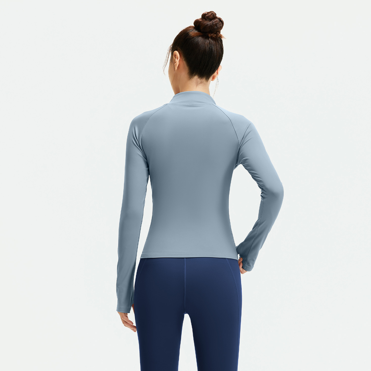 Juyi Tang honey桃 color combinación chaqueta de yoga desnuda chaqueta deportiva de cuello alto delgada ropa de ejercicios transpirable mujer