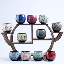 日式跨境窑变浓缩咖啡杯天目釉建盏主人杯茶盏品茗杯蛋型小茶碗