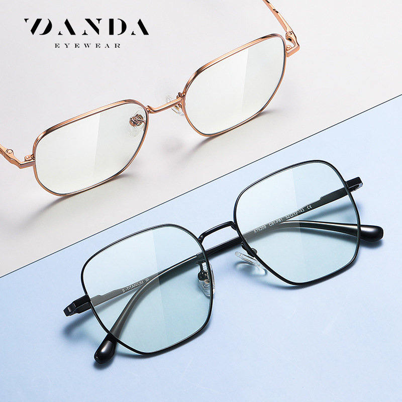 Ultra-ligero gafas de titanio puro marco llano de las mujeres grandes marco de la cara redonda gafas marco puede ser equipado con la miopía anti-azul gafas de luz ST6209