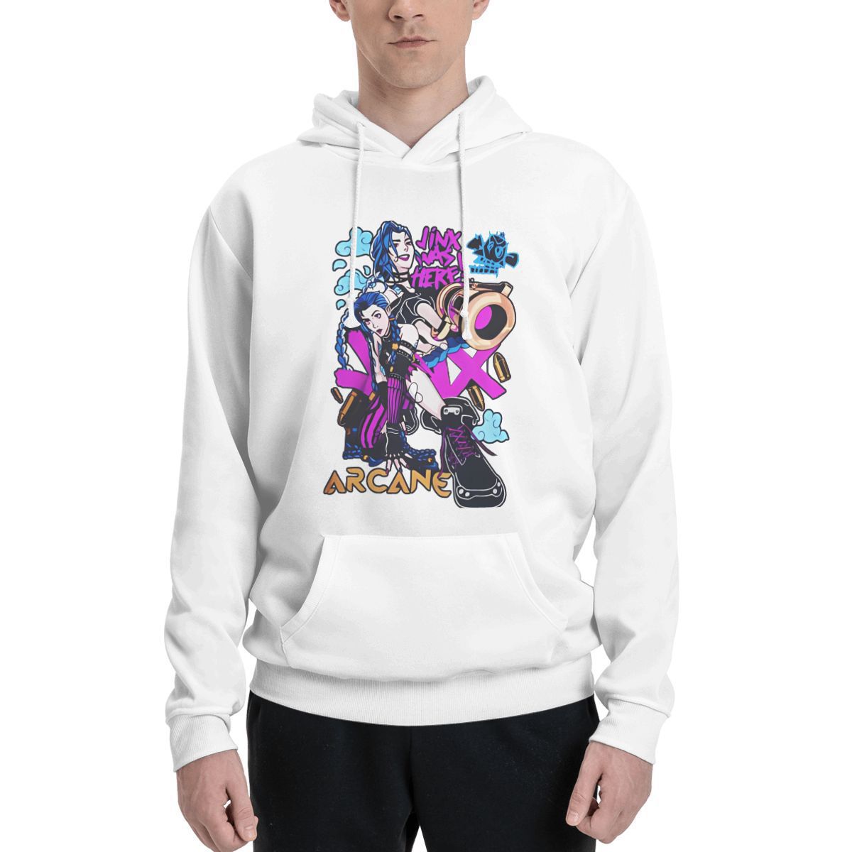 Jinx Loose Hoodies Male Arcane Set Fashion Pullover Hoodie