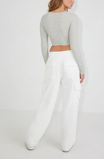 Women's Clothing New Multi Pocket Y2K Overalls Casual Loose Sports Fitness Wide Leg Pants_voghion.com
