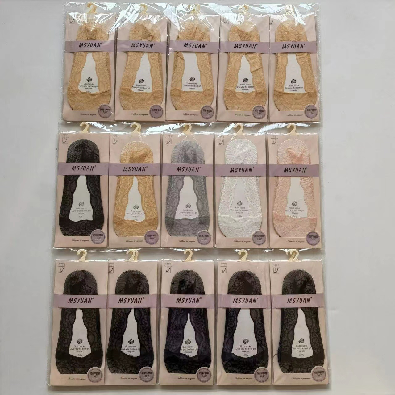 Socks Spring and Summer Seamless Ice Silk Boat Socks Shallow Mouth Anti-Slip Silicone Non-Falling Women's Invisible Socks Lace Anti-Slip Socks