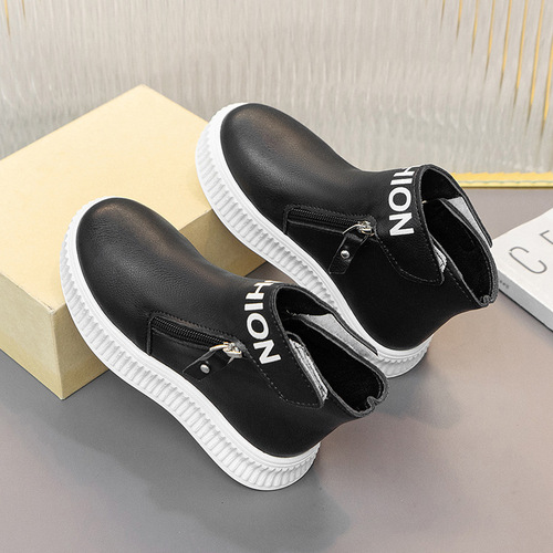 Girls' single boots, new autumn/winter Korean-style boys' Martin boots, little girls' soft-soled versatile ankle boots, trendy baby shoes.