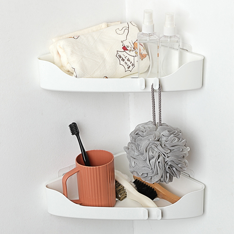 Bathroom Toilet No-punch Traceless Storage Rack Plastic Triangular Rectangular Storage Rack Washing And Bathing Rack