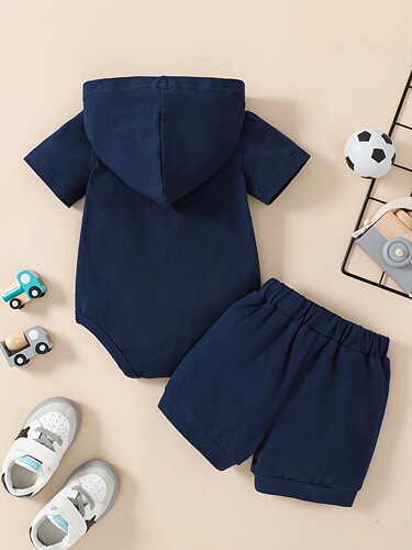 2 Piece Baby Boys' Summer Cotton Set Cute Little Man Summer Suit