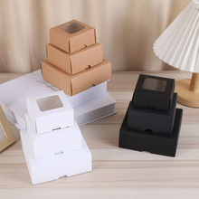 跨境天地盖纸盒开窗牛皮纸盒手工皂方形礼物盒糖果力食品包装盒子