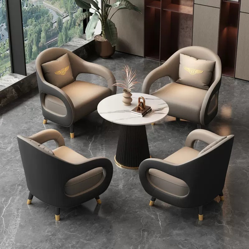 轻奢休闲办公室酒店大堂会客洽谈桌椅售楼处休息区接待沙发组合