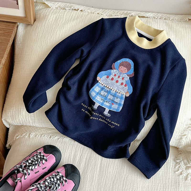 [al contado] niñas de ropa infantil 2025 nueva camisa t de manga larga de invierno para niños con chaqueta de terciopelo 320g engrosada