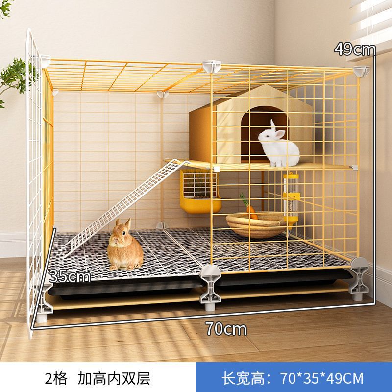 ウサギのかごの家庭用特大サイズの二階のプラットフォームのフルセットのウサギの巣はトイレの小さい別荘の室内で専用の大きい空間を養います。|undefined