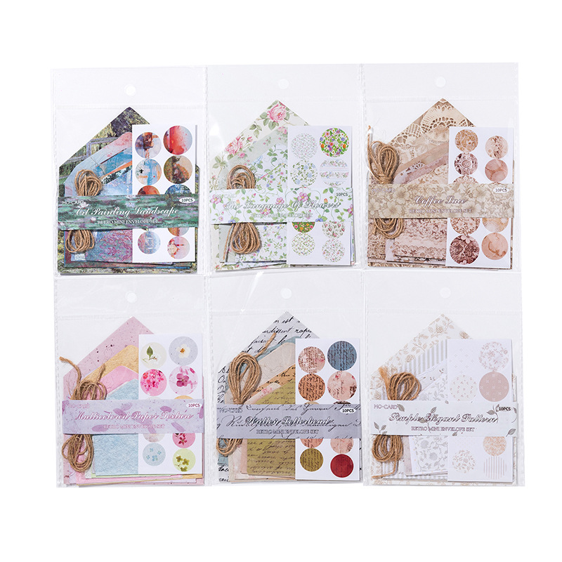 Mo Mo Ivory White Mini Sobres Set Post Time Series Confesión retro Cartas de amor Almacenamiento de tarjetas de felicitación