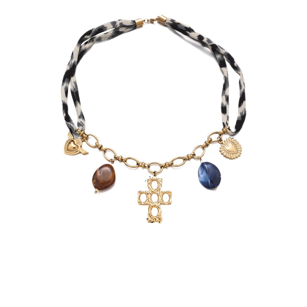 Collar de acero inoxidable TENA Europa y América de lujo ligero nicho cruz collar de colgante acrílico diseño universal sensación de venta caliente