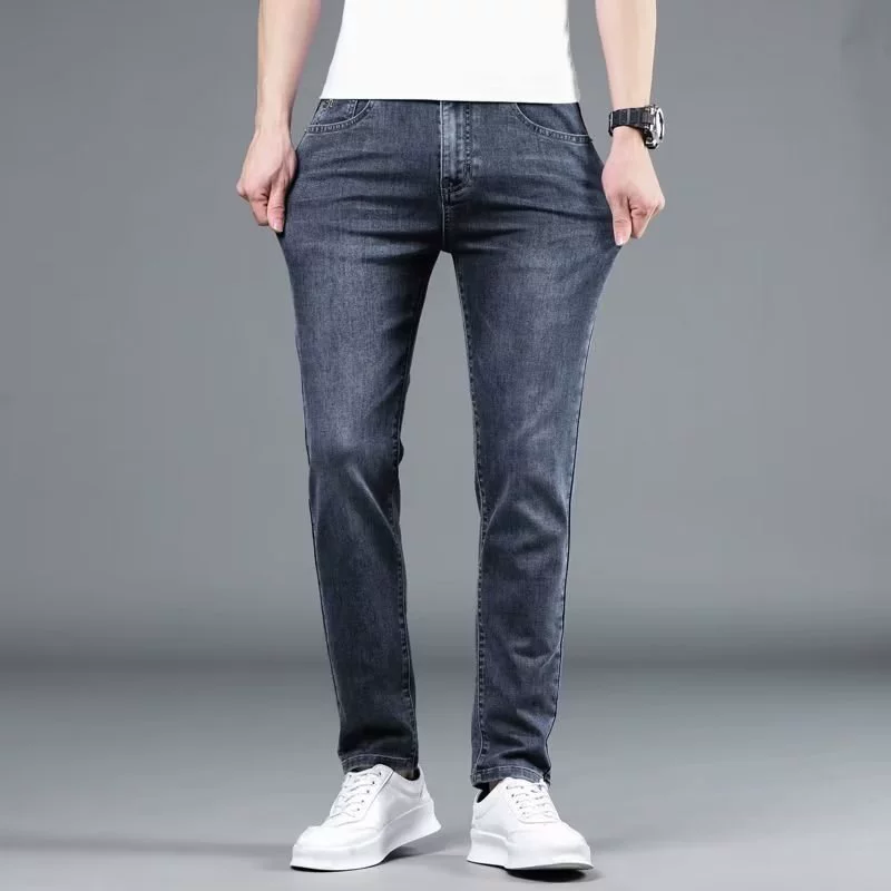 Мужские летние тонкие прямые брюки премиум-класса, весенне-осенние повседневные брюки, стрейч, модные