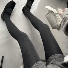 日单miu系灰色连裤袜秋冬高弹修身显瘦不掉裆直角跟黑灰打底裤袜
