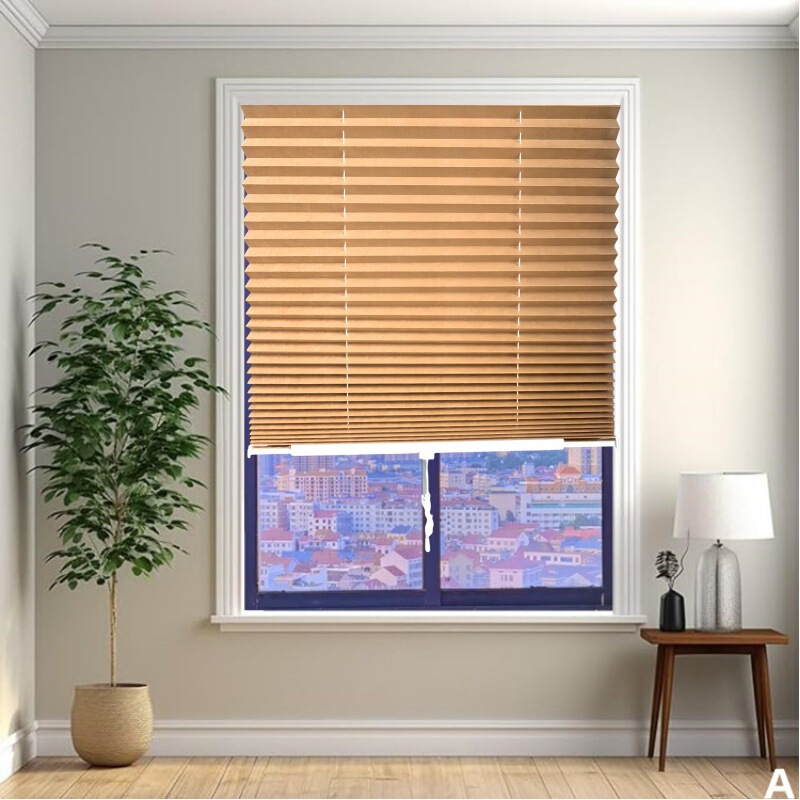 Self-Adhesive, No-Drill, Blackout, Heat-Insulating Balcony Curtains, Phantom Sheer Curtains, Sun-Blocking Pleated Curtains, Full Blackout
