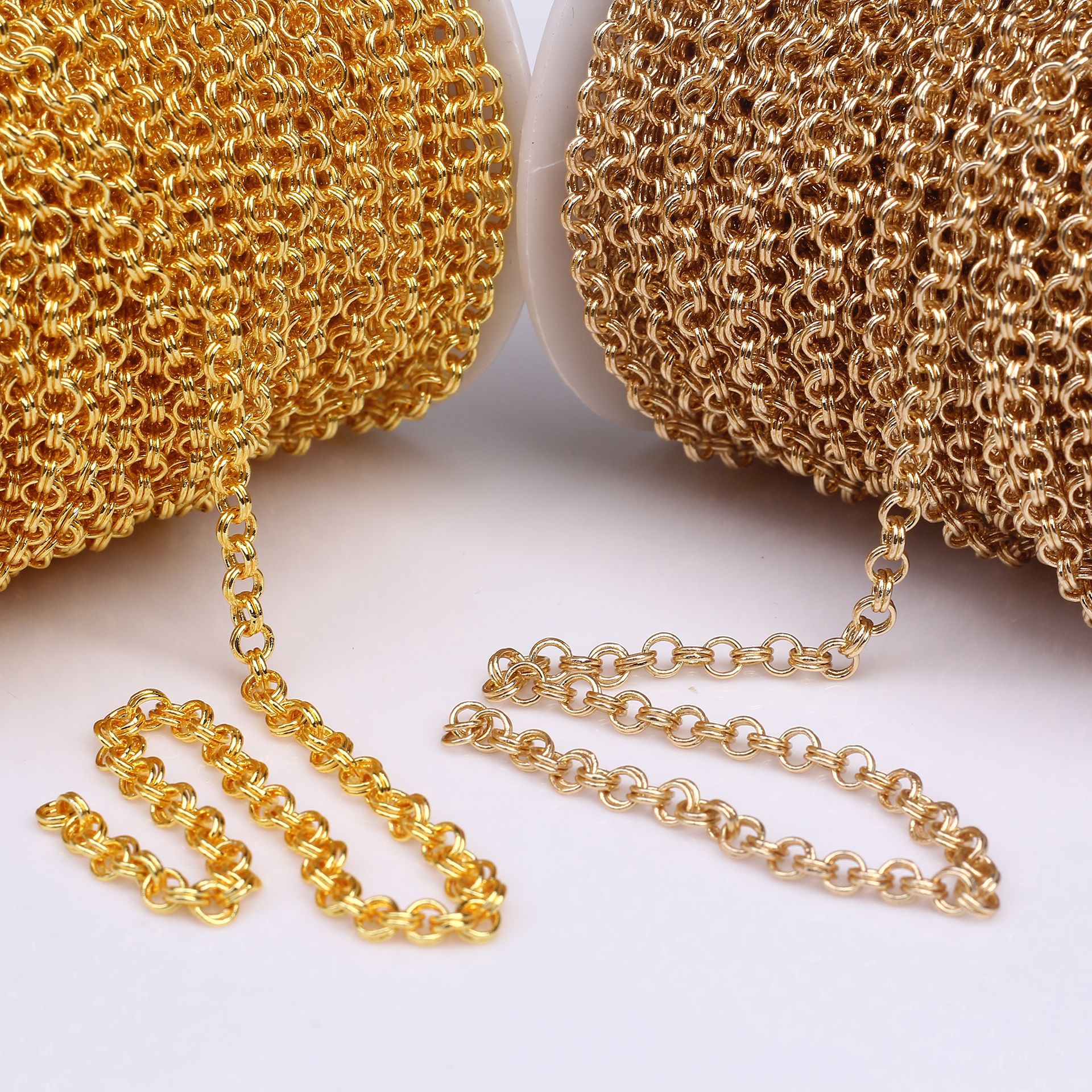 14k gold-plated color-retaining copper chain double loop O-shaped pendant round chain DIY bracelet necklace accessory wholesale