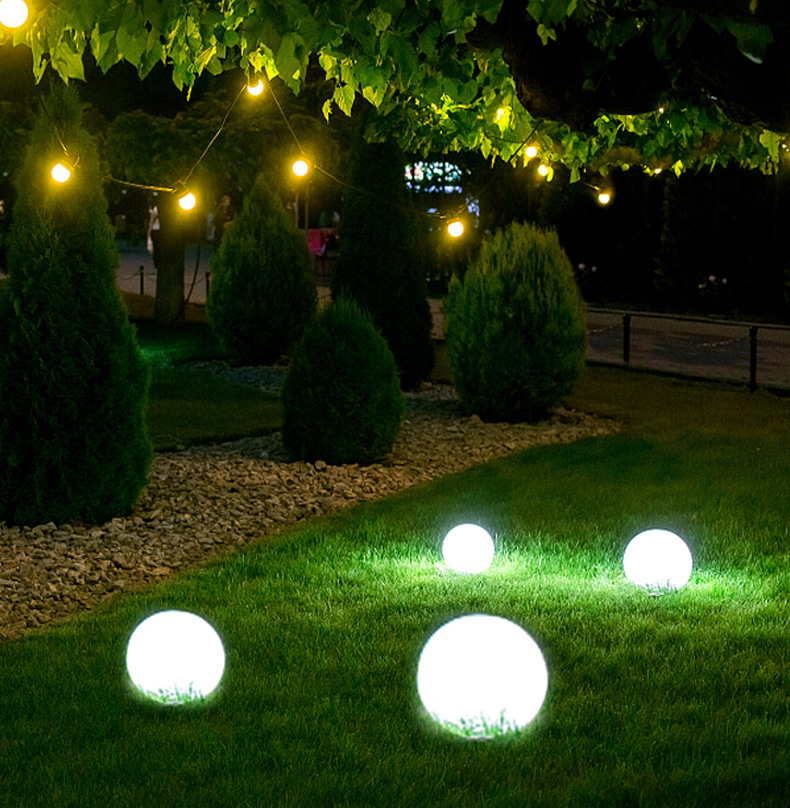 遥控LED发光充电圆球景观灯七彩接线别野庭院氛围装饰防水夜光灯