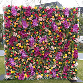 5D布底仿真花墙背景墙 蝴蝶兰婚庆装饰婚礼布置墙 外贸仿真植物墙