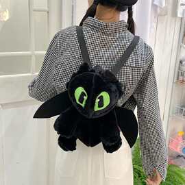 新款可爱毛绒双肩包驯龙高手无牙仔玩偶背包少女心卡通书包礼物