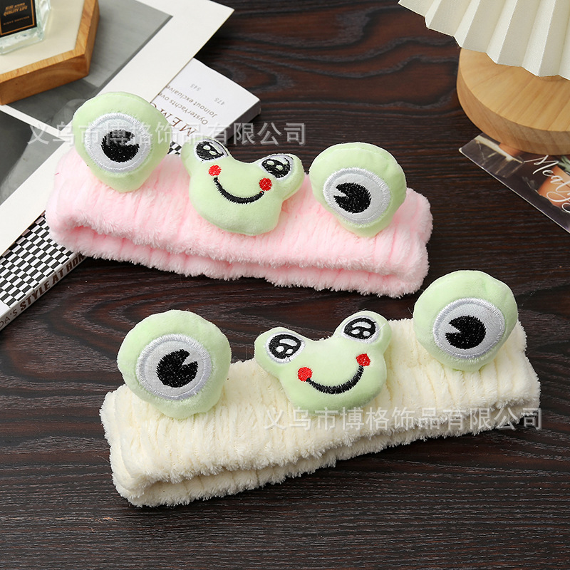 Nueva chica estudiante de moda Linda banda de pelo de felpa de dibujos animados Rana diadema banda de pelo lindo accesorios de cabeza al por mayor