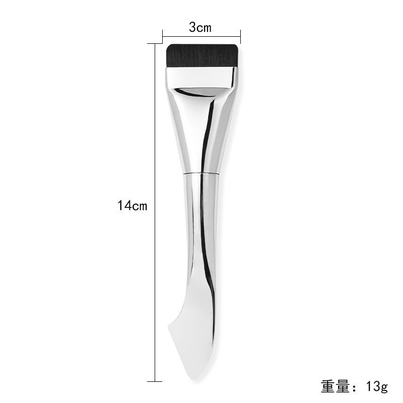 粉底刷扁头超薄软毛一字形无痕遮瑕粉底液刷带鱼尾刮刀挖勺面膜刷|undefined