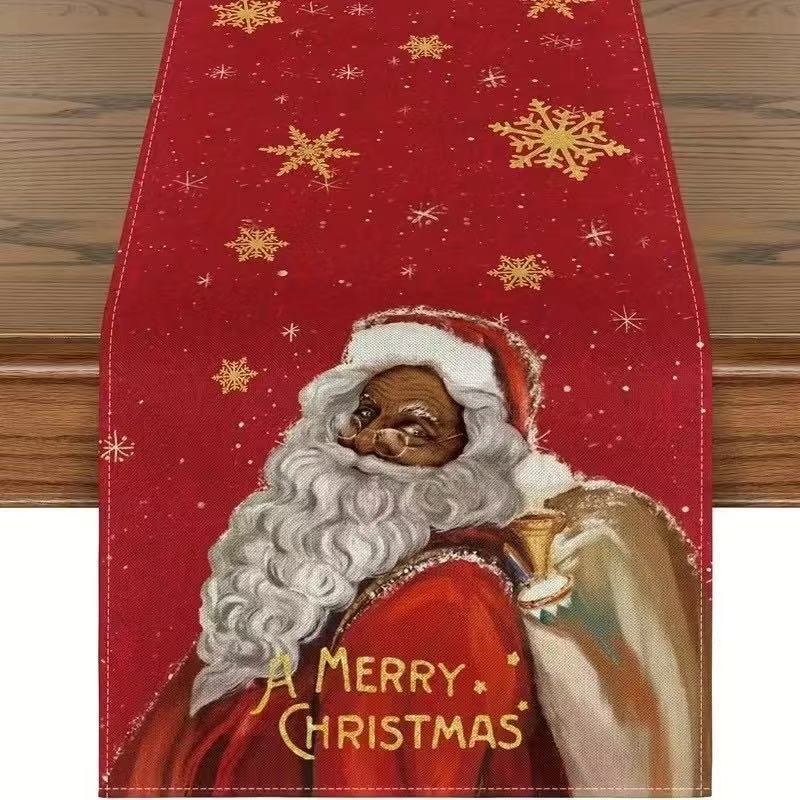 北欧クリスマスリビングルームテーブル装飾テーブルフラグファッションシンプルなヘラジカプリントリネン漫画クリスマステーブルフラグ卸売|undefined