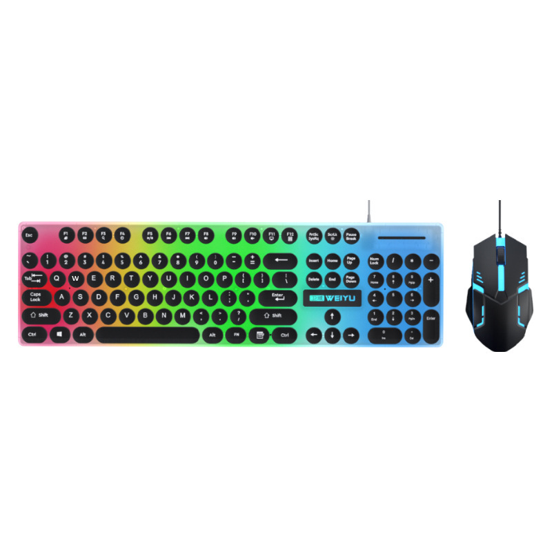 工場直売パンクキーキャップ有線キーボードマウスセット発光機械手触りコンピュータゲーム通用代発|undefined