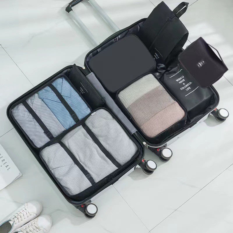 Bolsa de almacenamiento de viaje transfronterizo conjunto de siete piezas de ocho piezas de gran capacidad de equipaje de viaje clasificación de ropa bolsa de organización traje