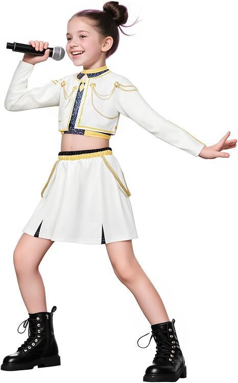 2025亚马逊新款女孩恶魔猎人服装搭配流行歌手3D印花女装童装套装|undefined