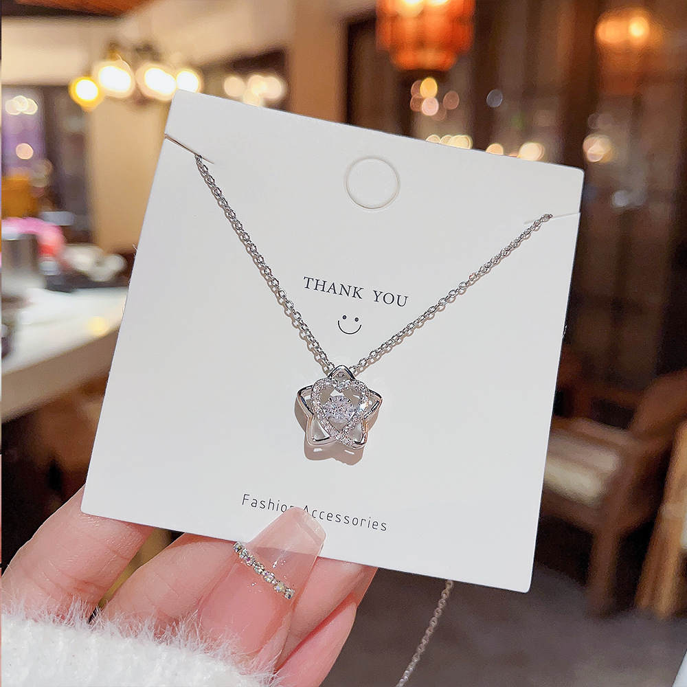 12g Weight Copper Pendant Material Rhinestones Inlay Material Pendant Necklace Classification Wholesale Jewelry Simple Style Star Titanium Steel Rhinestones Plating Inlay Pendant Necklace