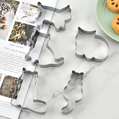 メーカー卸売りステンレス猫クッキームースリング金型5セットDIYプリント焙煎プレスツール