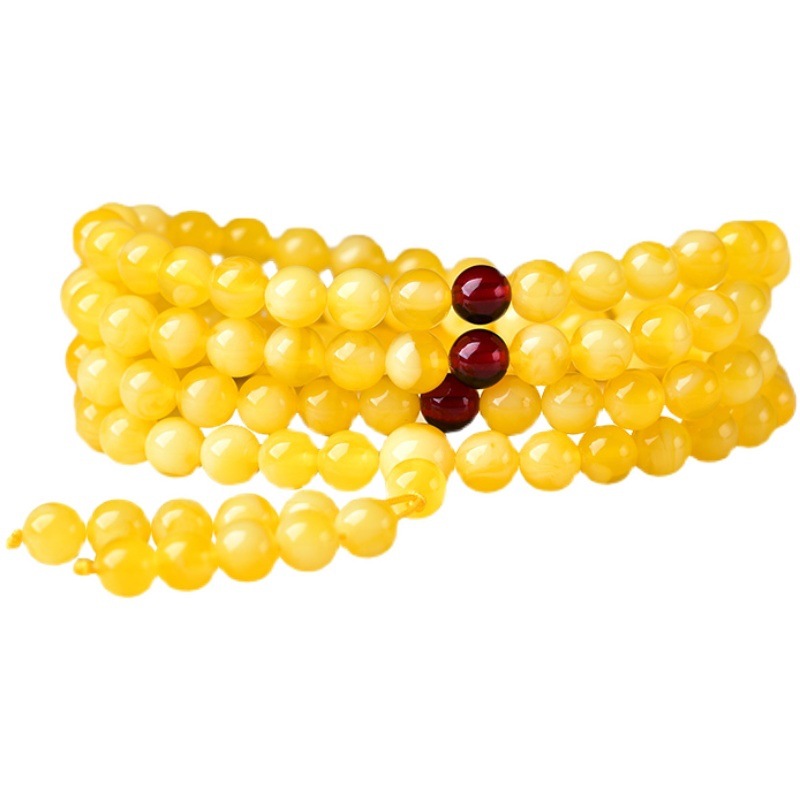 108 cuentas en color amarillo grasa de pollo, material ruso vintage con patrones blancos. Cera de abeja para hombres y mujeres, diamante_voghion.com