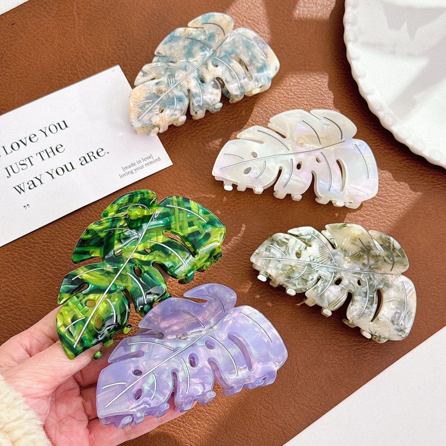 50g Weight Hair Claws Hair Accessories Type 1 Piece Quantity Home, Street Occasion Acetic acid sheets Material Leaves Pattern Women's Gender Basic, Simple Style Style Women's Basic Simple Style Leaves Acetic Acid Sheets Hair Claws 无