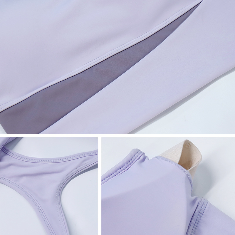 LAHN ropa de yoga ropa interior deportiva una pieza antichoque se reúne cojín de pecho de taza fija de color contraste I chaleco de belleza