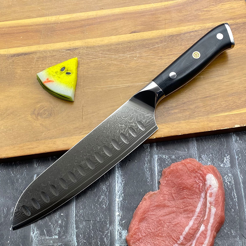 67-Layer Damascus Steel Kitchen Knife Household Santoku Knife Ultra-Sharp Chef's Special Slicing Knife Kitchen Meat Cutting Knife
