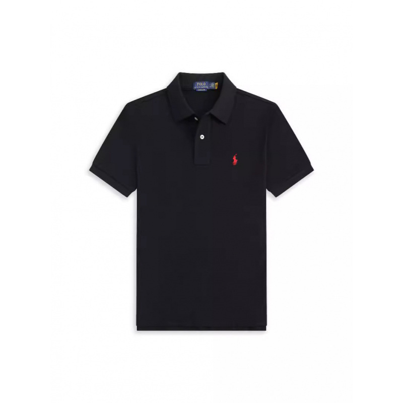 Foreign Trade Rl Pony Logo Men's Polo Shirt Summer Men's Lapel Large Size Loose Worsted Cotton Embroidered Pony Short Sleeves