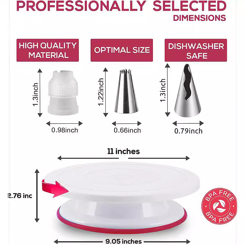 Amazon Venta caliente 200-pieza DIY pastel tocadiscos traje pastel fondant herramienta suministros pastelería boquilla traje