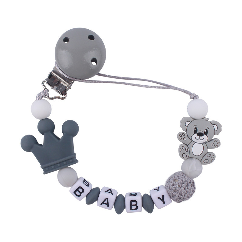 Nuevo bebé suministros de silicona chupete cadena animal de dibujos animados Oso de silicona mordedura molar Cadena de juguete