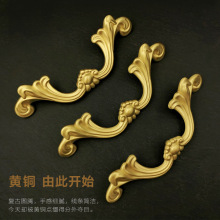 2025铜色美式衣柜拉手复古抽屉橱柜单孔圆形双孔黄铜橱柜门把手