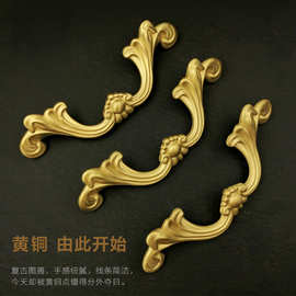 2025铜色美式衣柜拉手复古抽屉橱柜单孔圆形双孔黄铜橱柜门把手