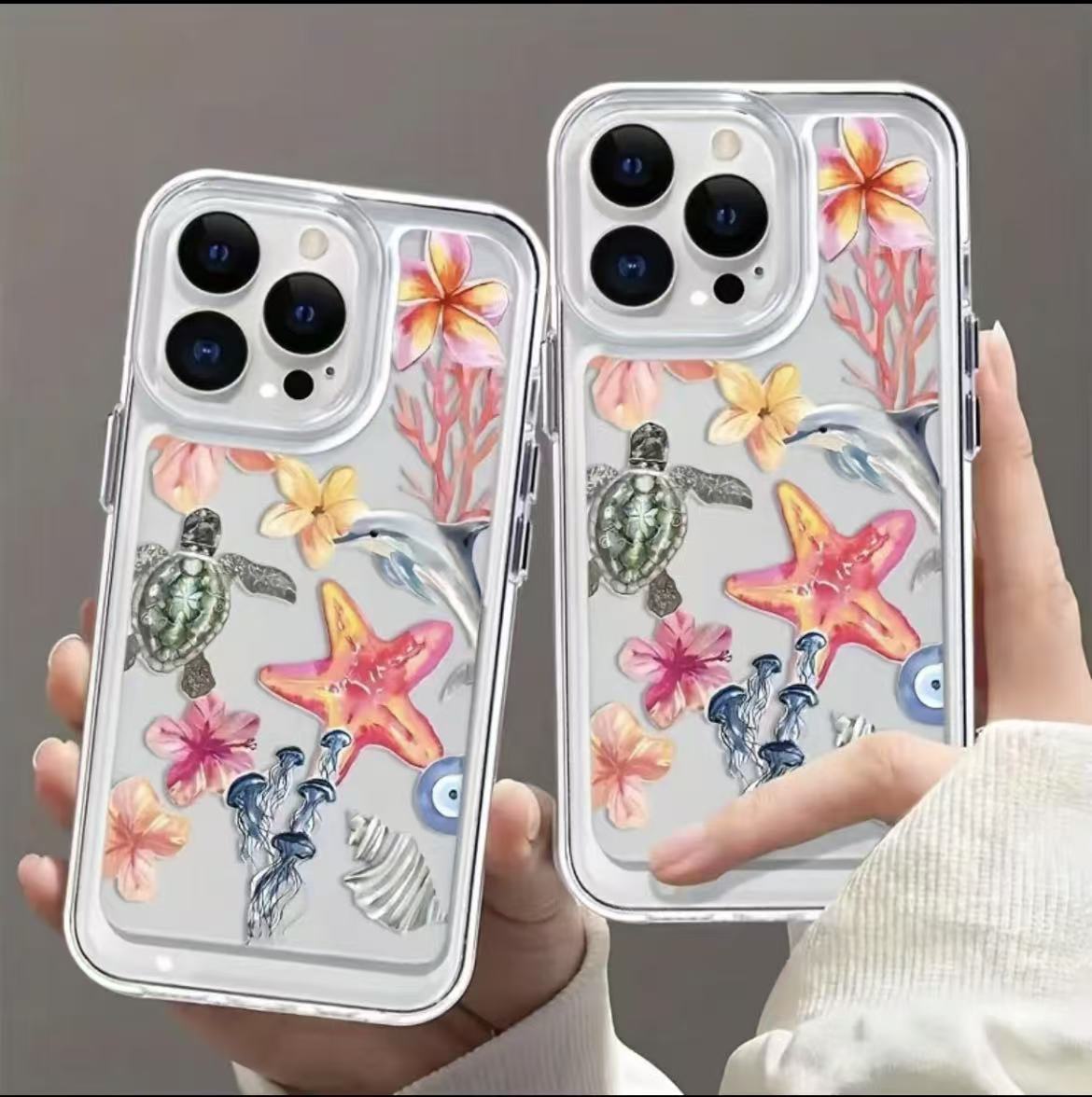 Medusa rosa para iphone15promax funda para teléfono móvil transparente Apple 16 todo incluido 14pro comercio exterior 13/12